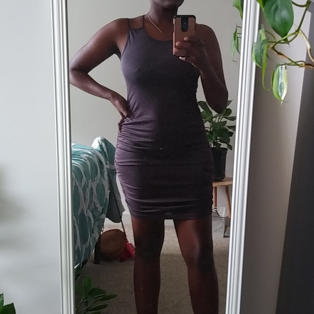 Grey ribbed dress